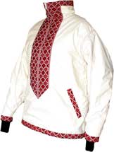 Код 099. Мужская мембранная горнолыжная куртка в украинском этническом стиле (белая)